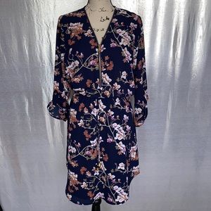 Zip Up Midi Long Sleeve Dress